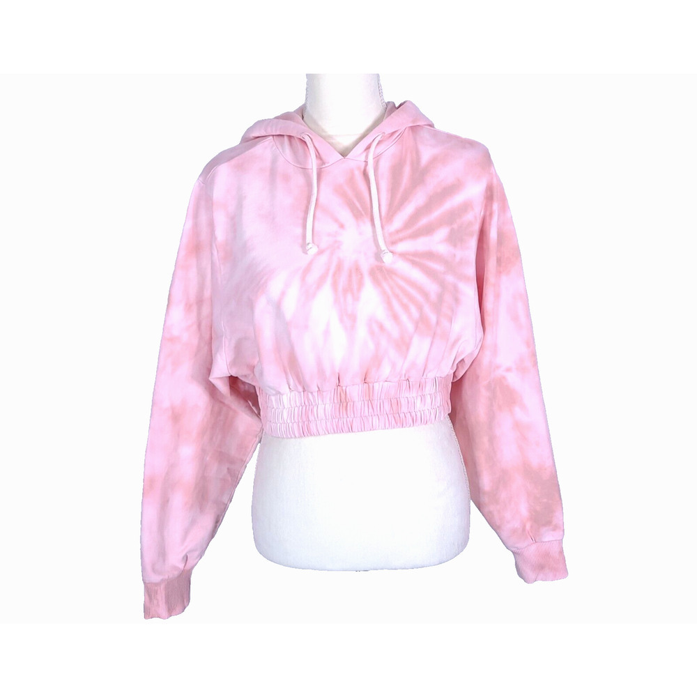ASOS Hoodie US 4 Small Custom Pink Spiral Tie Dye Cropped Hippie Boho Festival